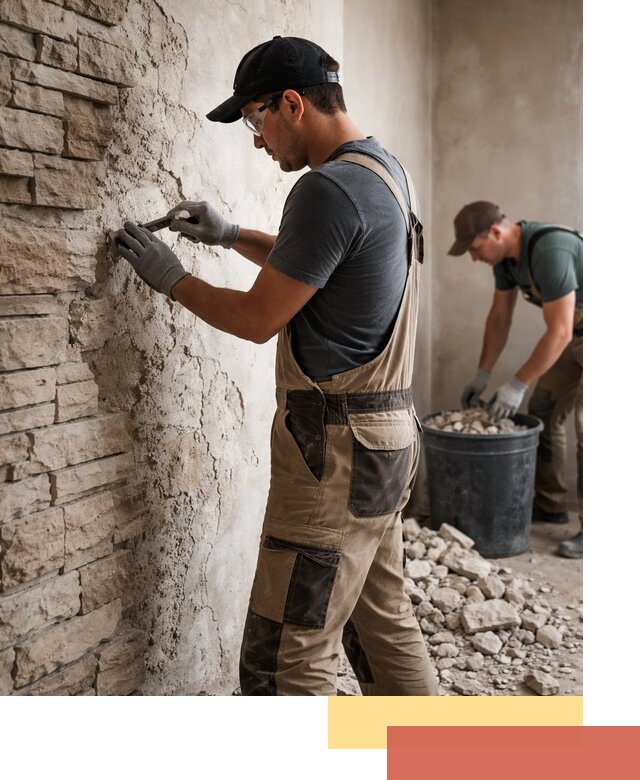 Демонтаж декоративного камня в Тольятти профессионально и безопасно