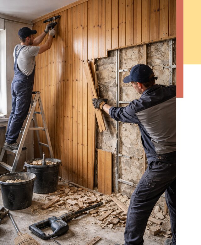 Демонтаж вагонки со стен в Тольятти от 1500 руб. — снятие, удаление, срочно | ОТДЕЛОЧНИК-Тля