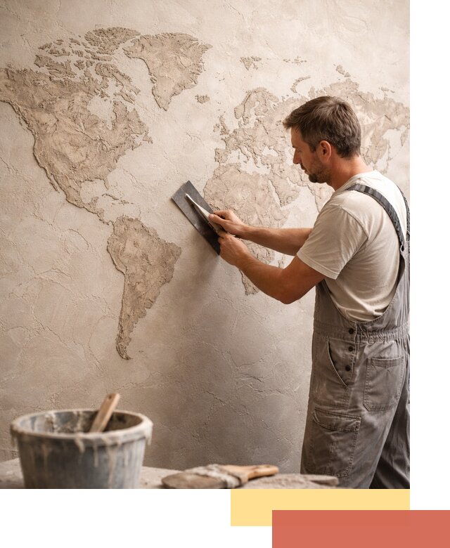 Декоративная штукатурка «Карта мира» под ключ в Тольятти