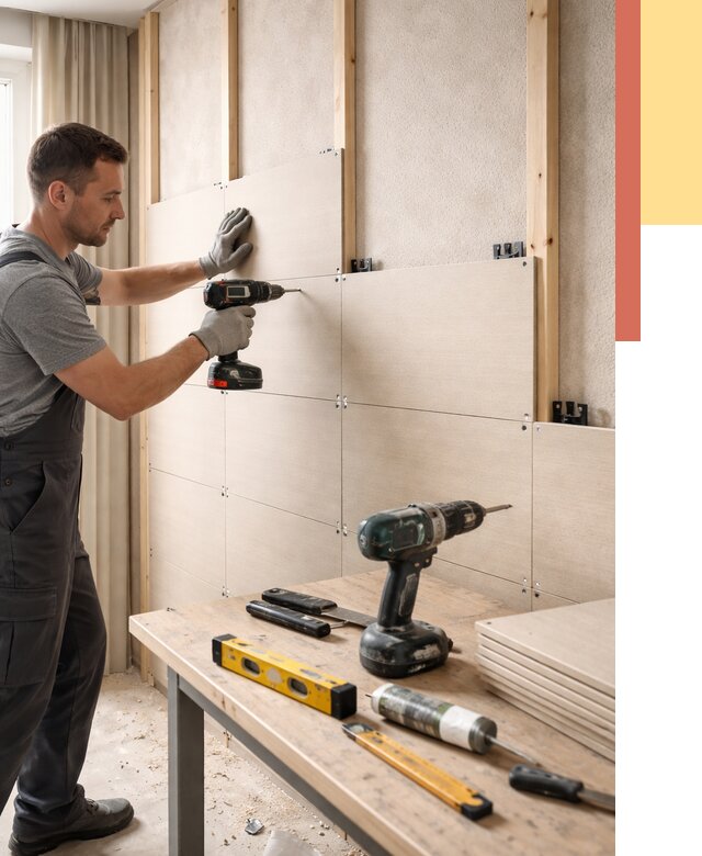 Монтаж МДФ панелей на стены в Тольятти от 1293 руб. под ключ | ОТДЕЛОЧНИК-Тля