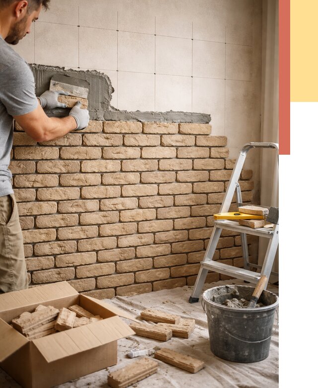 Монтаж декоративного кирпича в Тольятти от 3309 руб./м² — быстро и недорого | ОТДЕЛОЧНИК-Тля