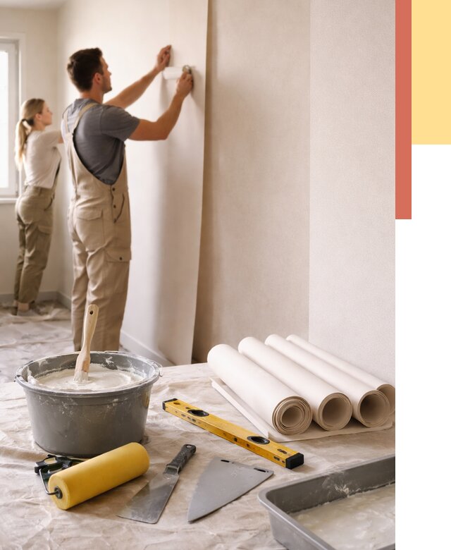 Поклейка бумажных обоев в Тольятти от 5688 руб./м2 — быстро и недорого | ОТДЕЛОЧНИК-Тля