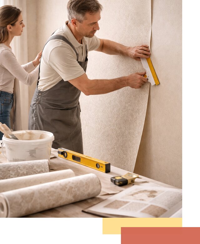 Поклейка обоев с подбором рисунка в Тольятти