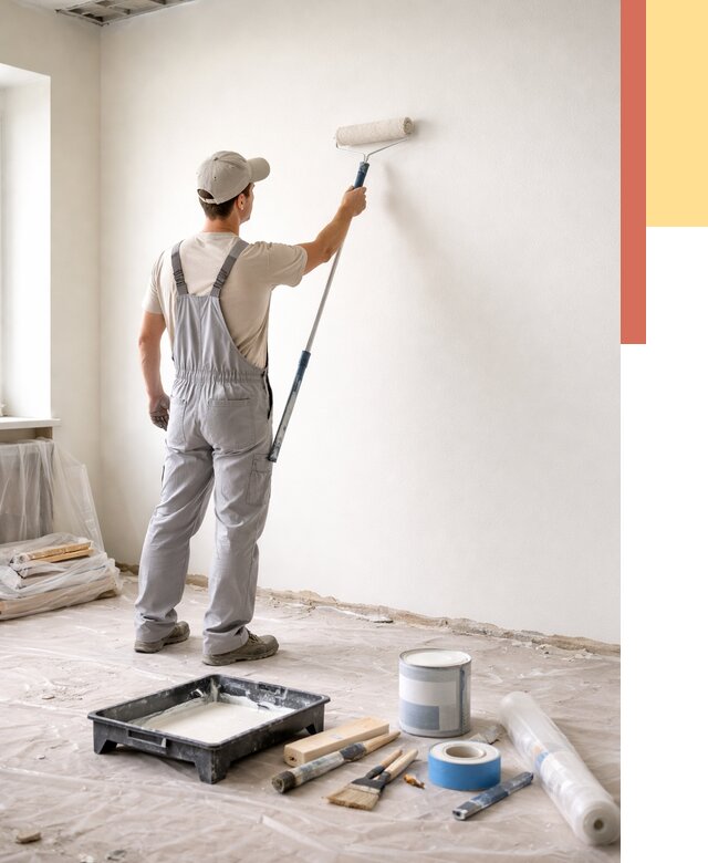 Покраска стен водоэмульсионной краской в Тольятти от 465 руб. за м² | ОТДЕЛОЧНИК-Тля