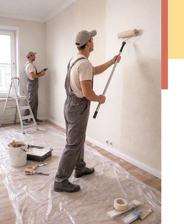 Покраска стен акриловой краской в Тольятти от 3620 руб./м² — быстро и недорого | ОТДЕЛОЧНИК-Тля