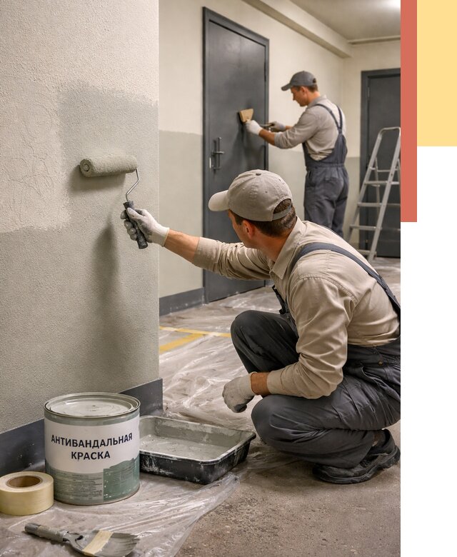 Покраска стен антивандальной краской в Тольятти от 4654 руб./м² под ключ | ОТДЕЛОЧНИК-Тля