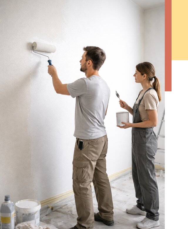 Окраска стен по стеклохолсту в Тольятти от 4654 руб/м² под ключ | ОТДЕЛОЧНИК-Тля