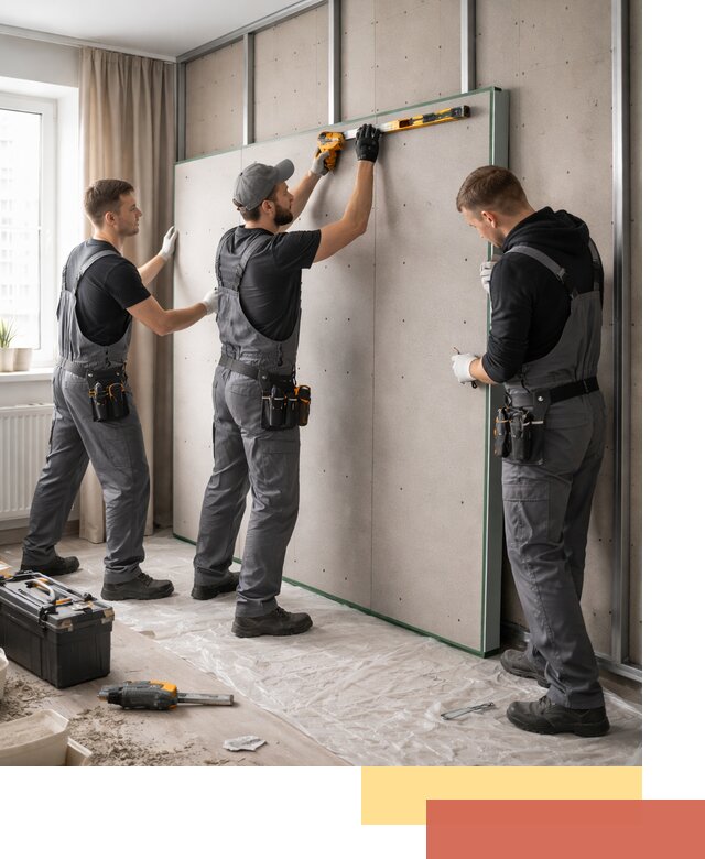 Шумоизоляция стен панелями ЗИПС в Тольятти для жилых и коммерческих помещений