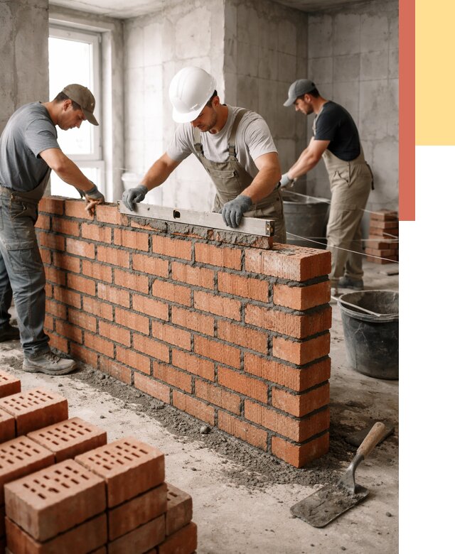 Кладка перегородок из кирпича в Тольятти от 3620 руб. за м² | ОТДЕЛОЧНИК-Тля