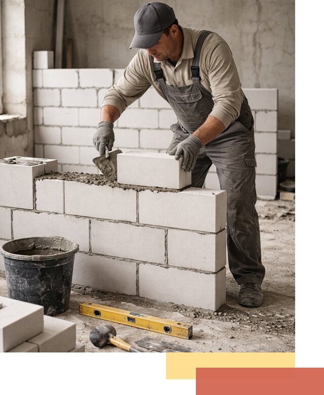 Кладка перегородок из силикатного блока в Тольятти