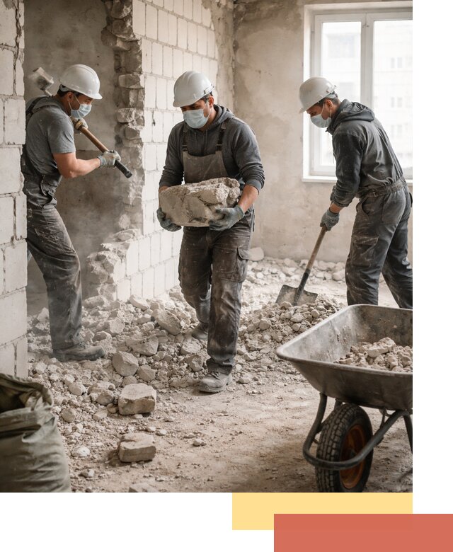 Демонтаж блочных перегородок в Тольятти быстро и аккуратно