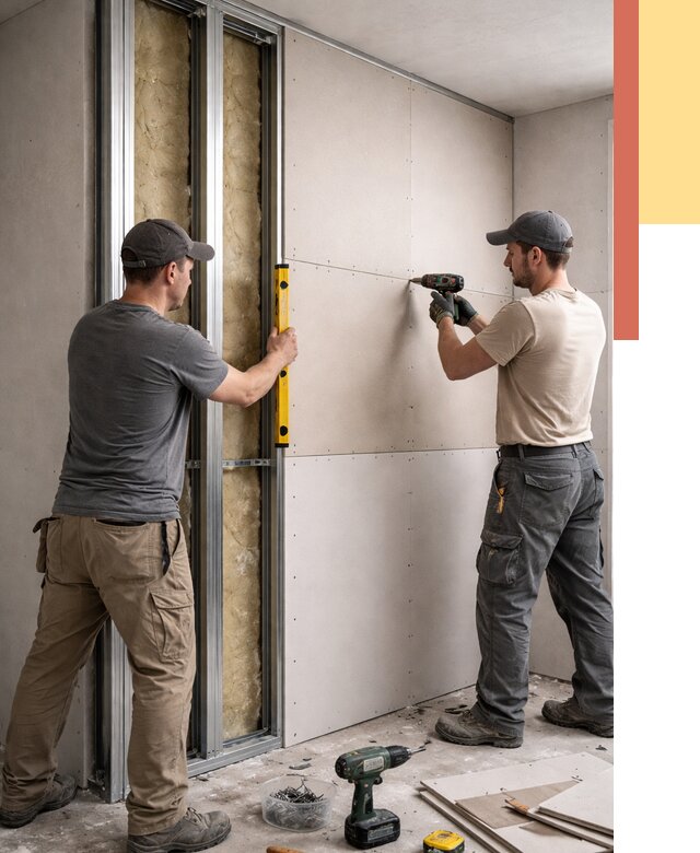 Монтаж двухслойной перегородки из гипсокартона в Тольятти от 1500 руб. | ОТДЕЛОЧНИК-Тля