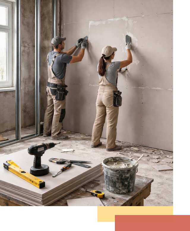 Монтаж двухслойной перегородки из гипсокартона в Тольятти