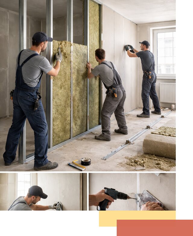 Перегородка из гипсокартона с шумоизоляцией в Тольятти — монтаж под ключ