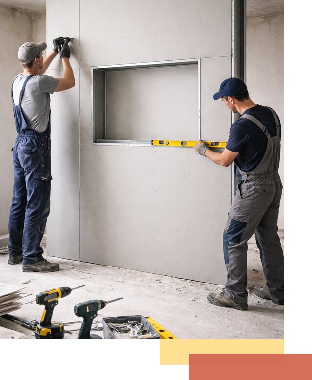 Перегородка из гипсокартона с нишей под декор в Тольятти