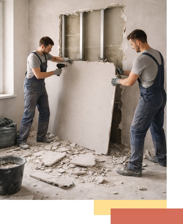 Демонтаж перегородки из гипсокартона в Тольятти быстрый и аккуратный