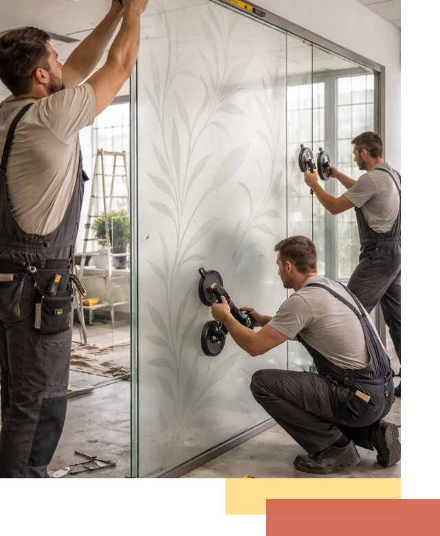 Стеклянные перегородки с рисунком на заказ в Тольятти