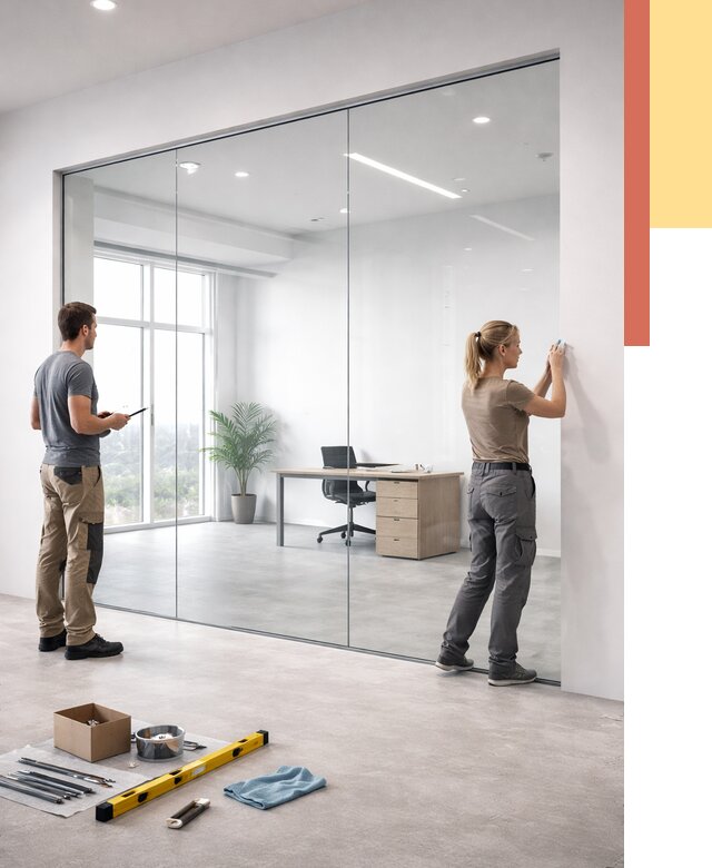 Перегородки из закаленного стекла в Тольятти от 9825 руб. под ключ | ОТДЕЛОЧНИК-Тля