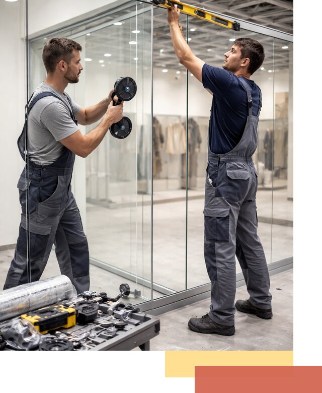 Стеклянные перегородки для магазинов в Тольятти — монтаж и установка