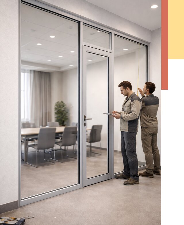 Установка и монтаж алюминиевых перегородок со стеклом в Тольятти от 8480 руб. | ОТДЕЛОЧНИК-Тля