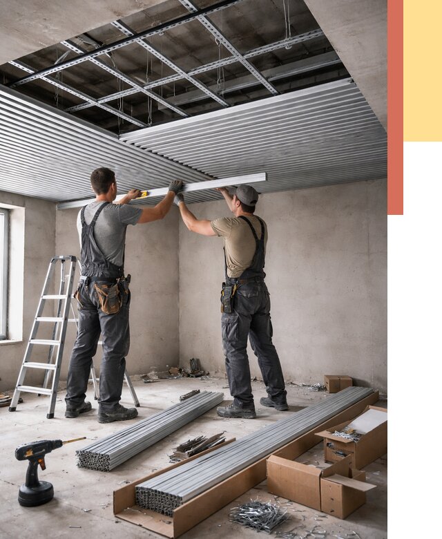 Монтаж реечного потолка в Тольятти от 4654 руб. под ключ | ОТДЕЛОЧНИК-Тля