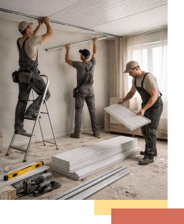 Монтаж потолка из ПВХ панелей в Тольятти оперативно и качественно