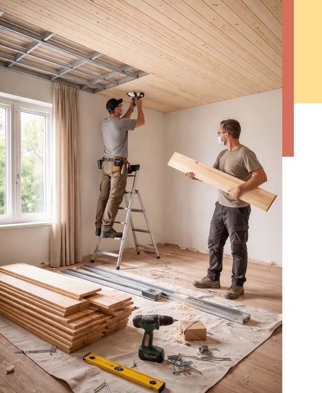 Монтаж потолка из вагонки в Тольятти от 6722 руб. | Быстро и недорого — ОТДЕЛОЧНИК-Тля