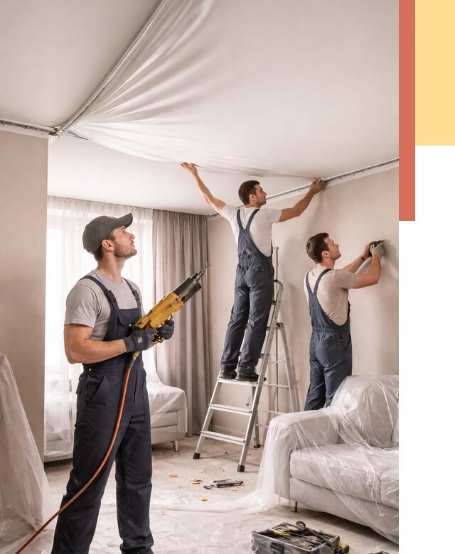 Установка натяжного потолка в Тольятти от 4654 руб. | Быстро и недорого — ОТДЕЛОЧНИК-Тля