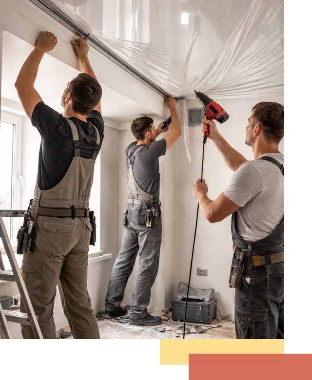 Монтаж глянцевого натяжного потолка в Тольятти быстро и качественно