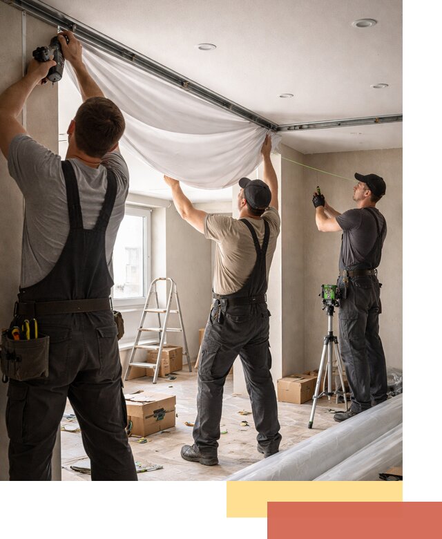 Монтаж парящего натяжного потолка под ключ в Тольятти