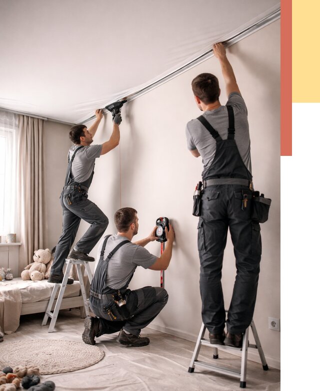 Монтаж натяжного потолка в детской в Тольятти от 3620 руб. — быстро и недорого | ОТДЕЛОЧНИК-Тля