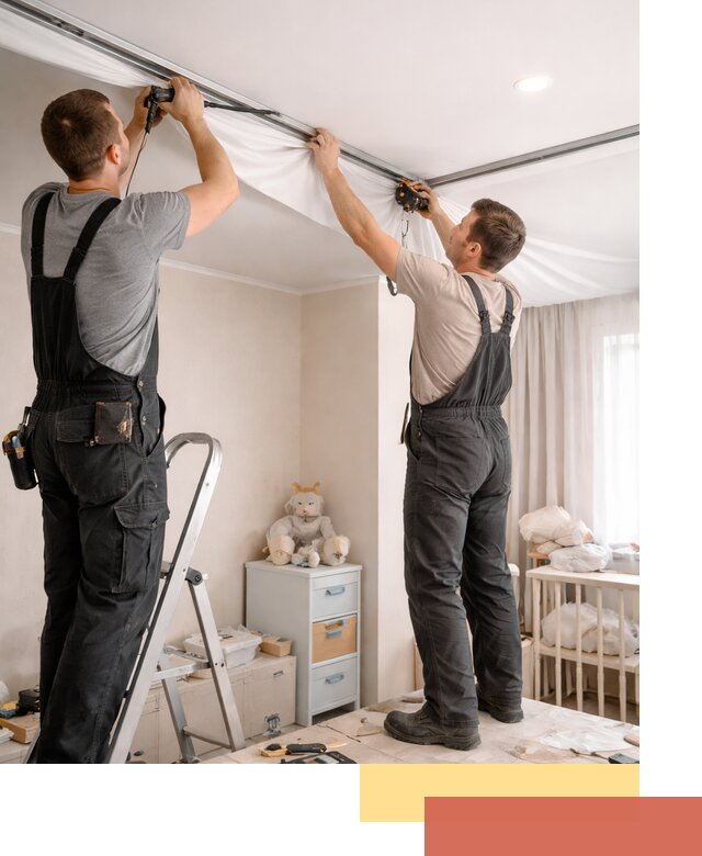 Монтаж натяжного потолка в детской комнате в Тольятти