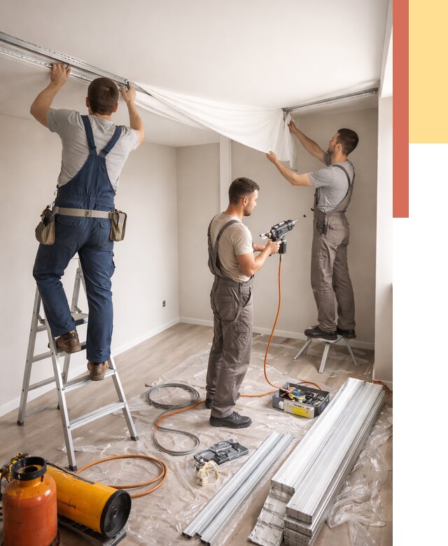 Монтаж натяжного потолка в студии в Тольятти от 5688 руб. — быстро и недорого | ОТДЕЛОЧНИК-Тля