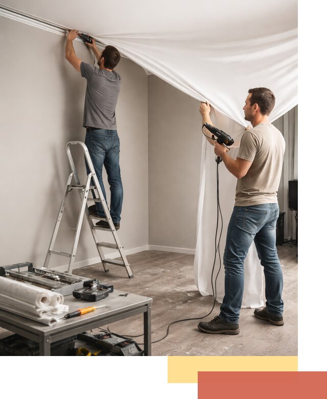 Монтаж натяжного потолка в студии в Тольятти