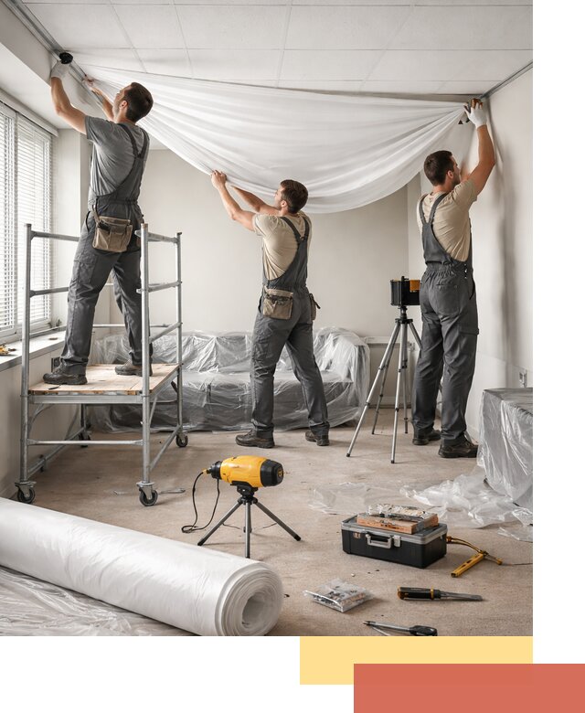 Монтаж натяжного потолка в офисе в Тольятти