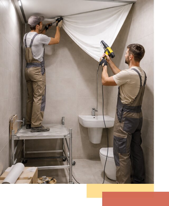 Монтаж натяжного потолка в санузле в Тольятти