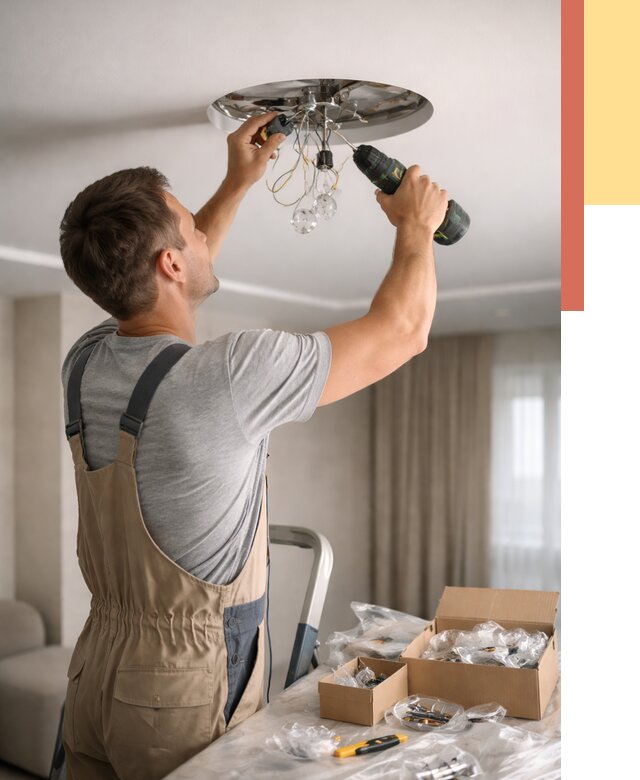 Установка люстры в натяжной потолок в Тольятти от 1241 руб. | Быстро и недорого — ОТДЕЛОЧНИК-Тля