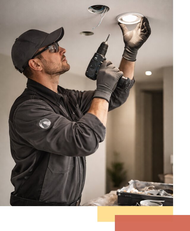 Установка точечных светильников в натяжной потолок в Тольятти