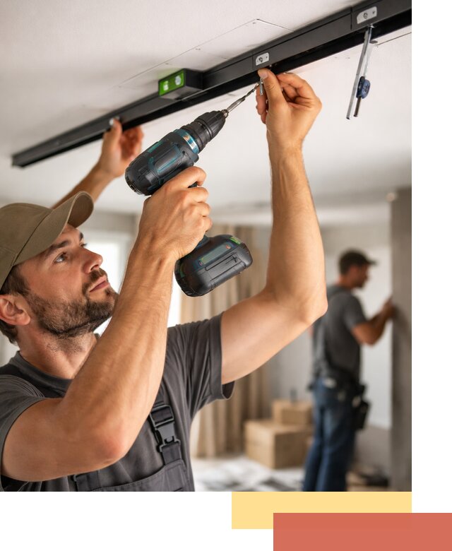 Установка трековых светильников в натяжной потолок в Тольятти