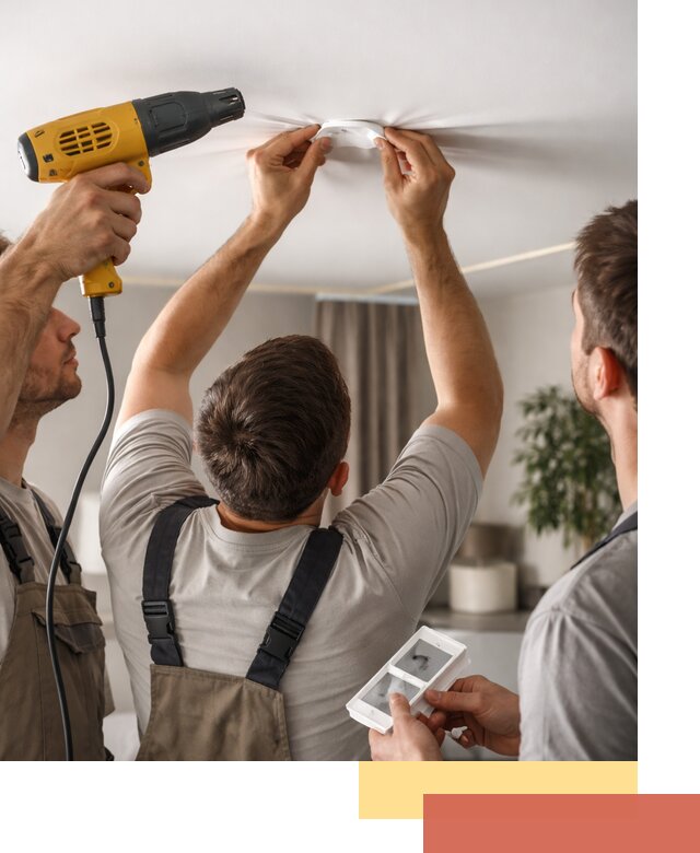 Ремонт прокола полотна натяжного потолка в Тольятти