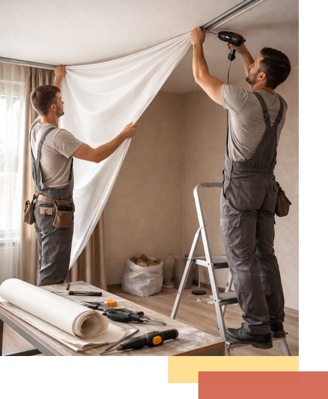 Замена полотна натяжного потолка в Тольятти быстро и качественно