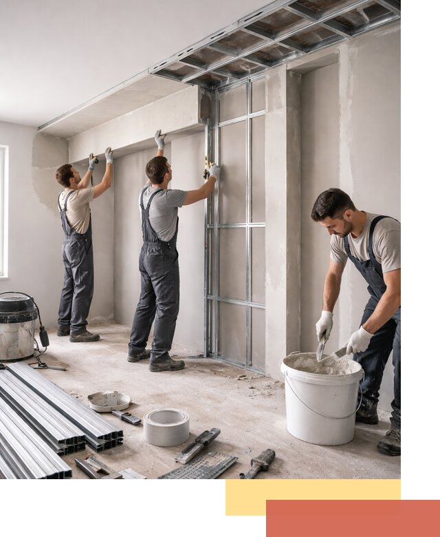 Монтаж потолка из гипсокартона с нишей в Тольятти