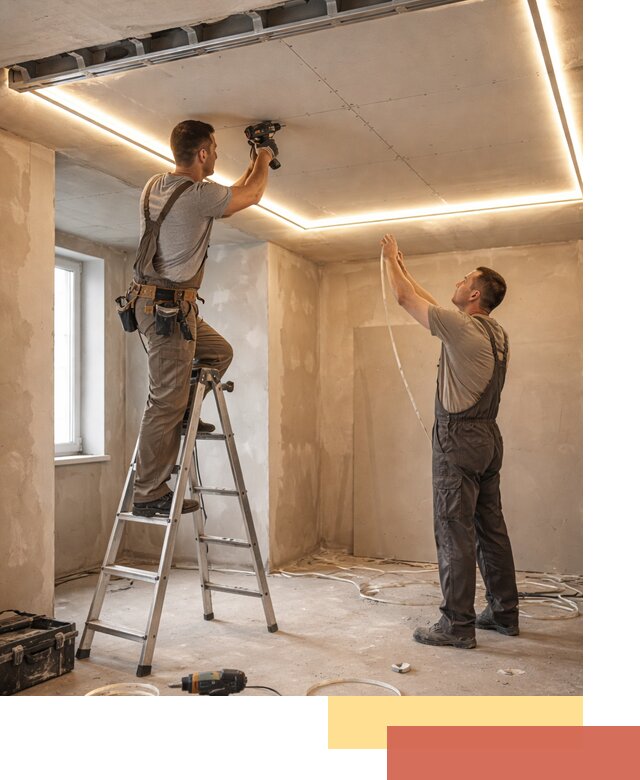 Потолок из гипсокартона с подсветкой в Тольятти