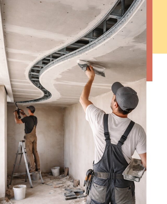 Криволинейный потолок из гипсокартона в Тольятти от 2172 руб./м2 | ОТДЕЛОЧНИК-Тля