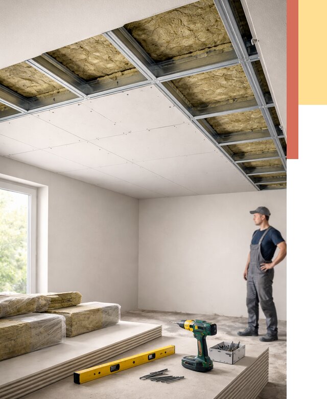 Звукоизоляция потолка ГКЛ в Тольятти от 982 руб. — монтаж под ключ | ОТДЕЛОЧНИК-Тля