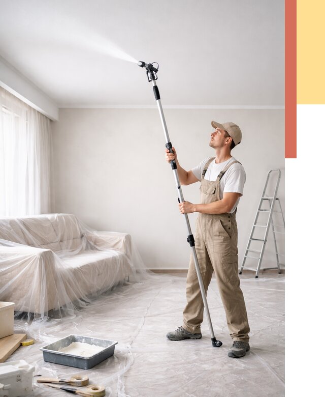 Покраска потолка краскопультом в Тольятти от 4654 руб. быстро и недорого | ОТДЕЛОЧНИК-Тля