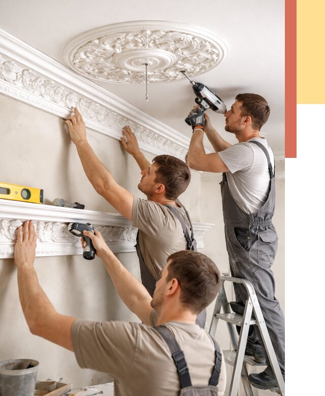 Монтаж лепнины на потолок в Тольятти от 3309 руб. быстро и недорого | ОТДЕЛОЧНИК-Тля